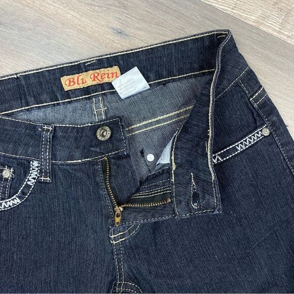 Blu Rein Rhinestone Embellished Low Rise Skinny Jeans Blue Juniors 5 - Picture 8 of 11